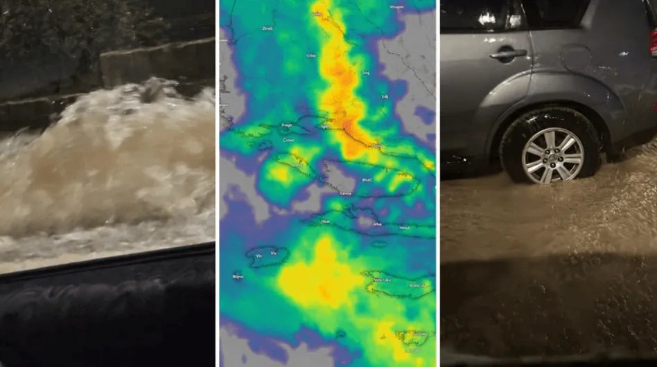 Snažno nevrijeme prouzročilo poplave u ulicama i na vozilima u dijelovima Hrvatske