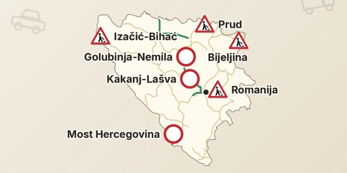 Mokre i klizave ceste širom BiH, povećava se opasnost od odrona