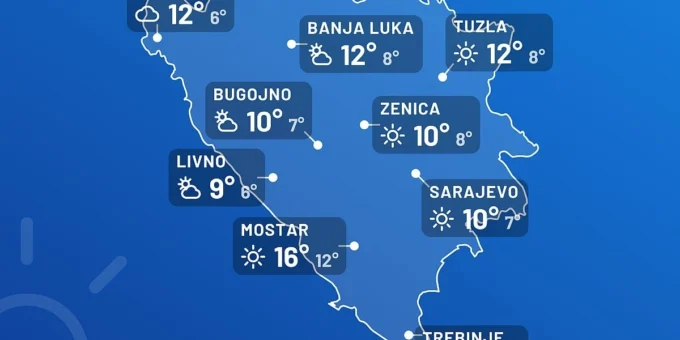 Nakon kišovitog jutra u Mostaru slijedi razvedravanje i najtopliji dan