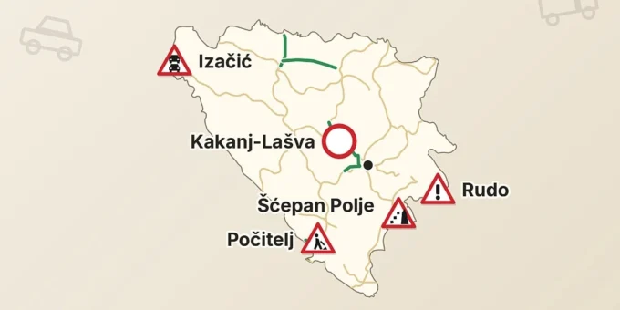 Od sutra obavezna zimska oprema na vozilima, jutros duga kolona na ulazu u BiH na Izačiću